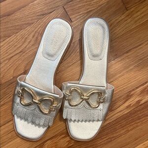 Kate Spade Gold Leather slides 8.5 M very nice shoes great condition